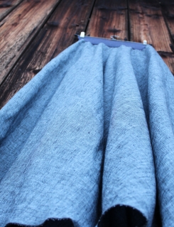 Lněná dlouhá sukně Bleděmodrý melír
