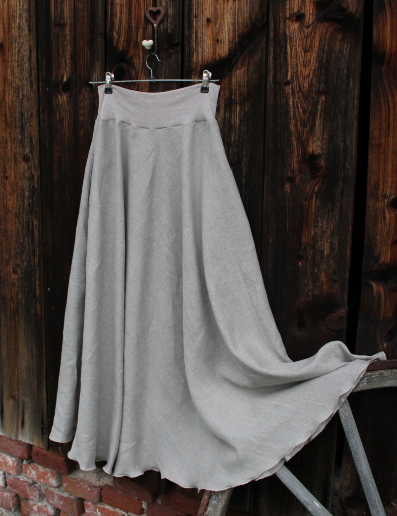 Lněná dlouhá sukně Taupe