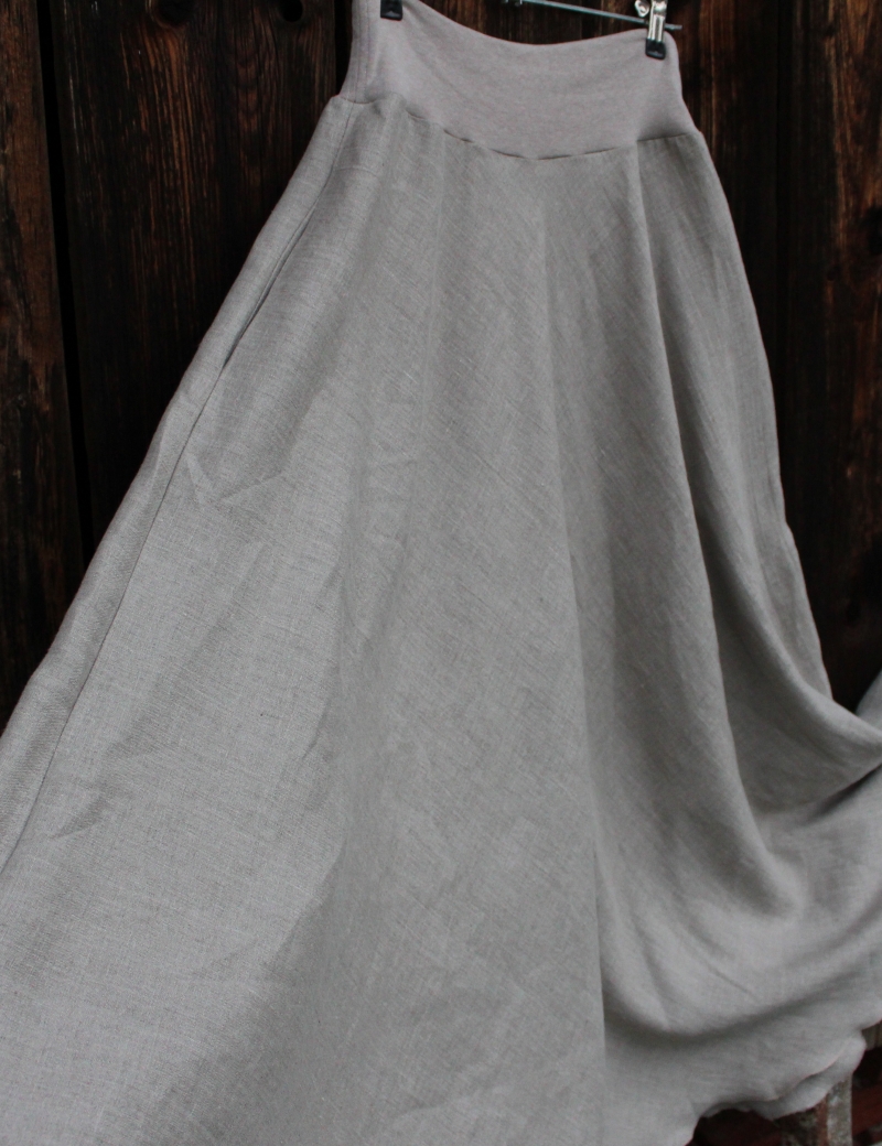 Lněná dlouhá sukně Taupe