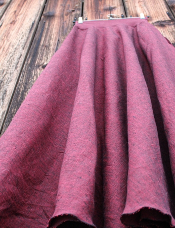 Lněná dlouhá sukně Vínový melír