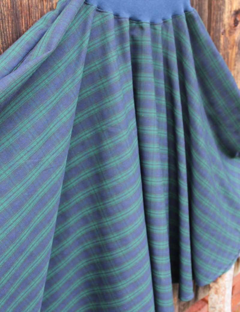Kolová sukně Skotská zelenomodrá 