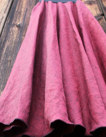 Lněná dlouhá sukně Melír Černočervený