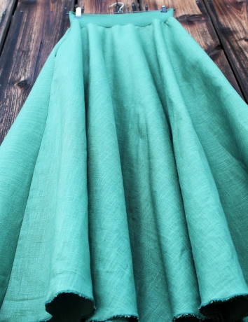 Lněná dlouhá sukně Zelená lesní - do 14 dnů