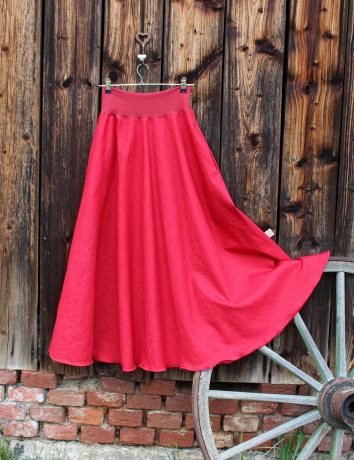 Lněná dlouhá sukně Červená II