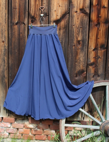 Půlkolová dlouhá sukně Modrá