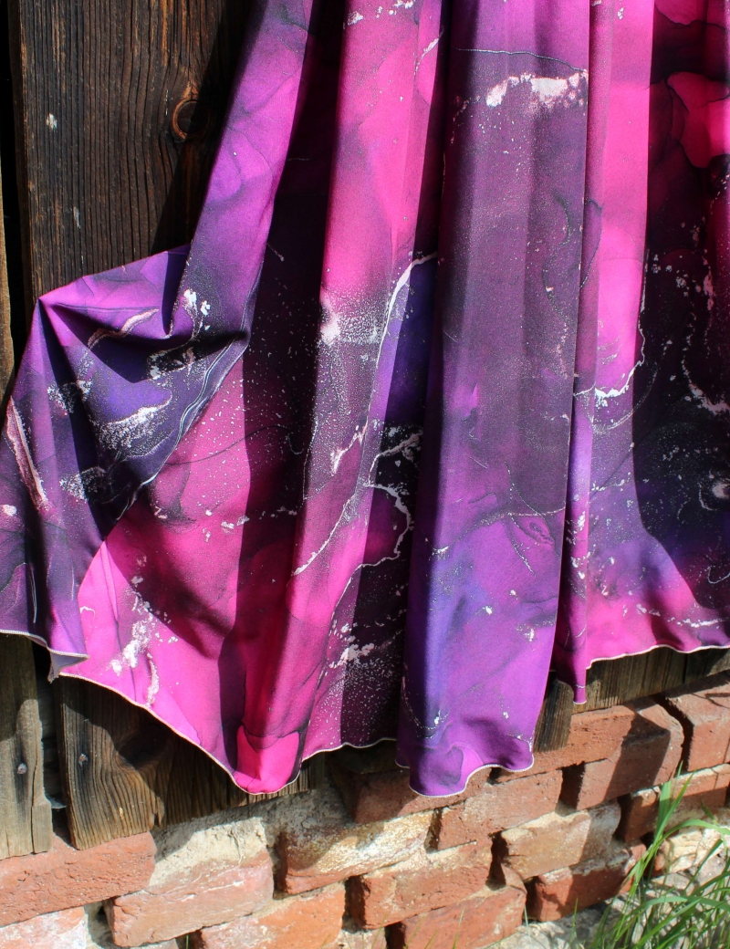 Půlkolová dlouhá sukně  Mramor purpurovorůžový