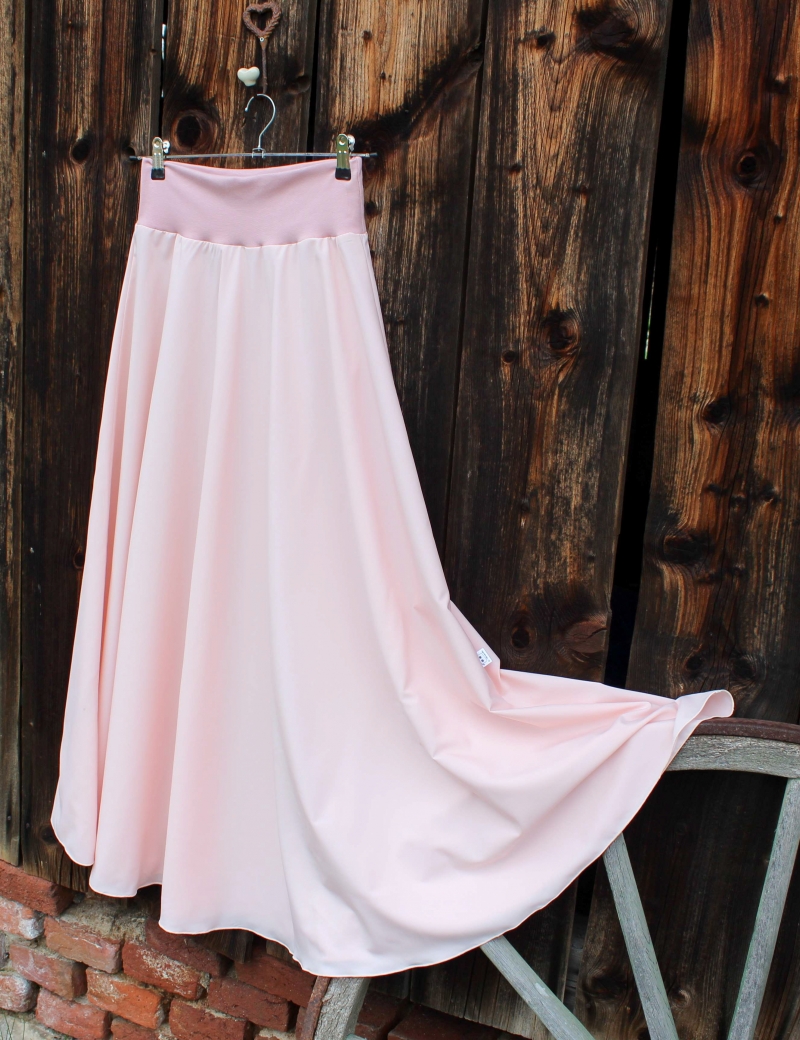 Půlkolová dlouhá sukně  Růžová
