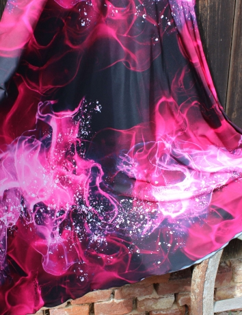 Půlkolová dlouhá sukně Kouř růžovočerný - do 14 dnů