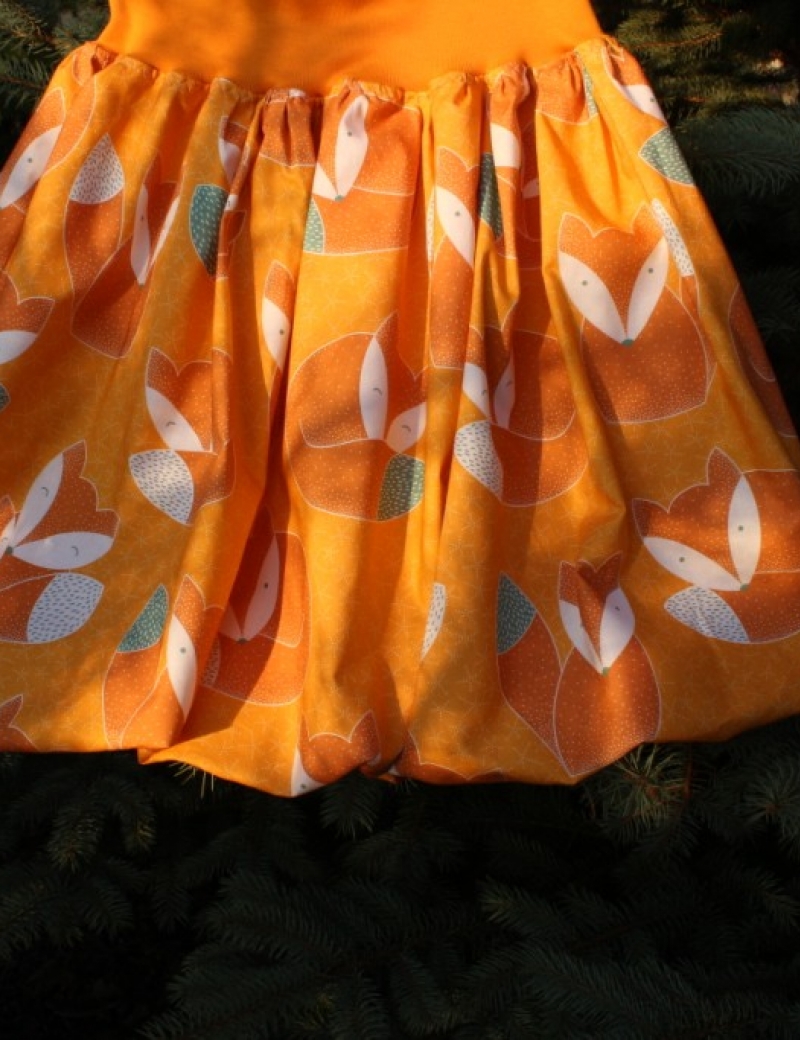 Autorská balonová sukně Lišky okrové 