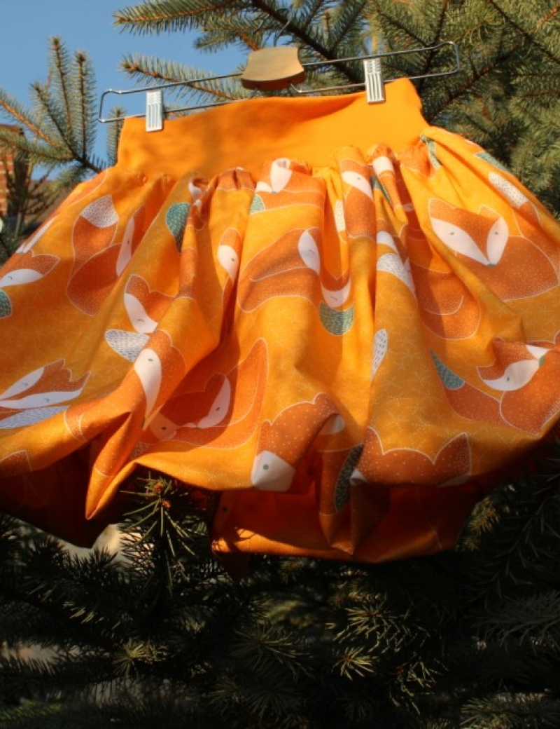 Autorská balonová sukně Lišky okrové 
