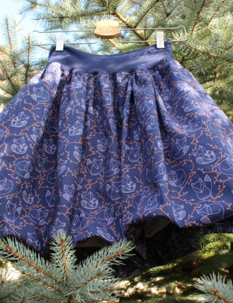 Autorská balonová sukně Lištičky modré 