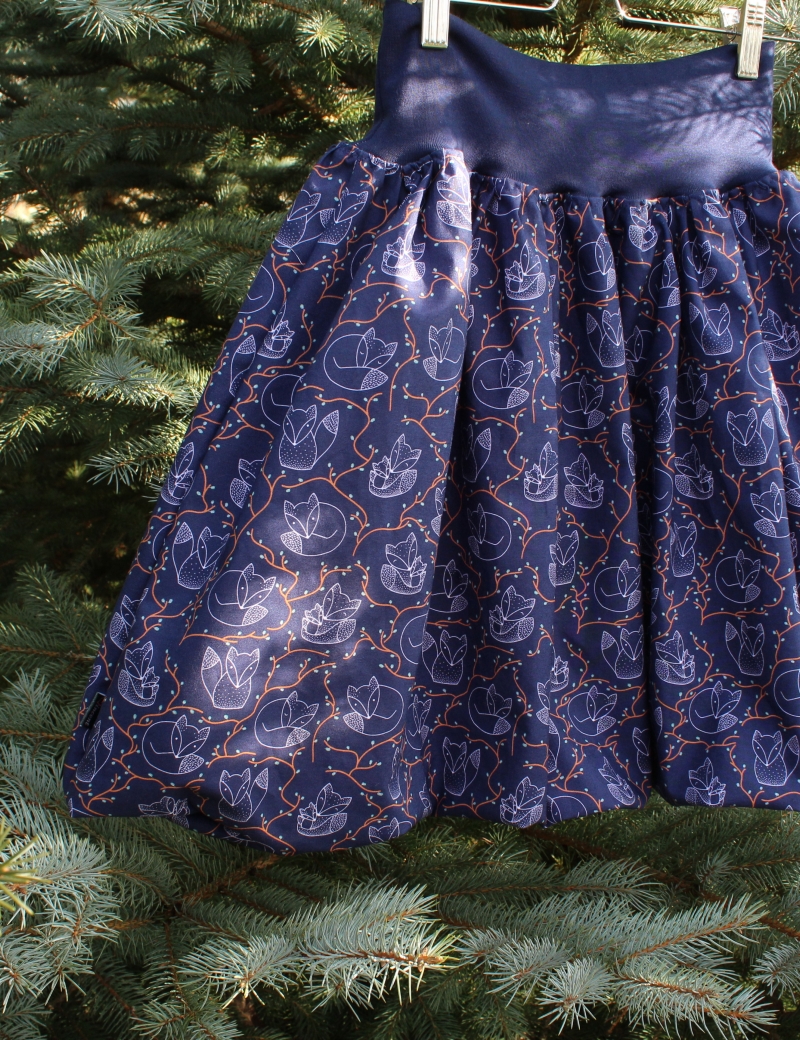 Autorská balonová sukně Lištičky modré 