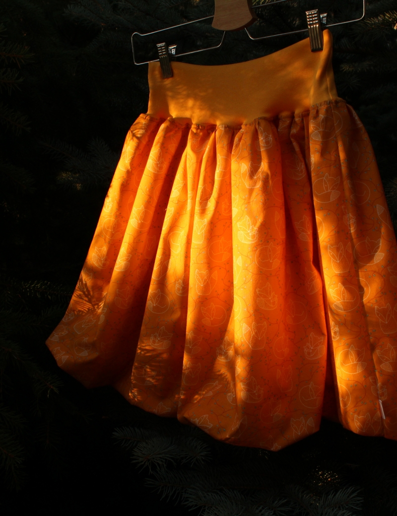 Autorská balonová sukně Lištičky okrové