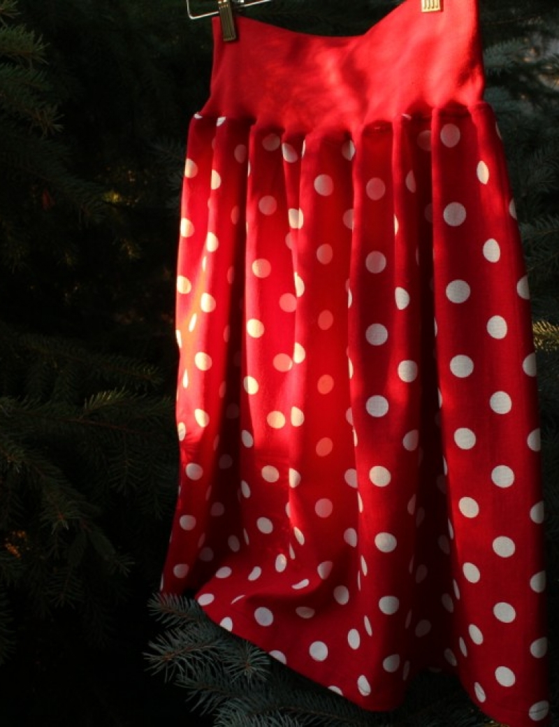 Sukně Linen Red Dots