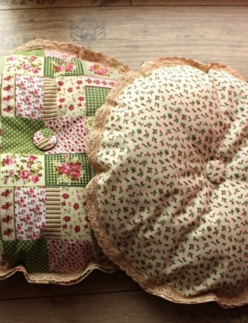 Voňavý kulatý polštář Rose patchwork green